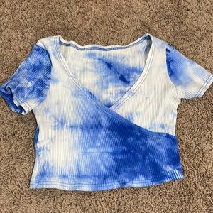 Blue and White Tie-Dye Top
